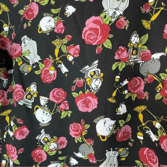 Hot Topic Disney Beauty And The Beast Floral Objects Hoodie Side Pockets Size XS - Picture 5 of 11